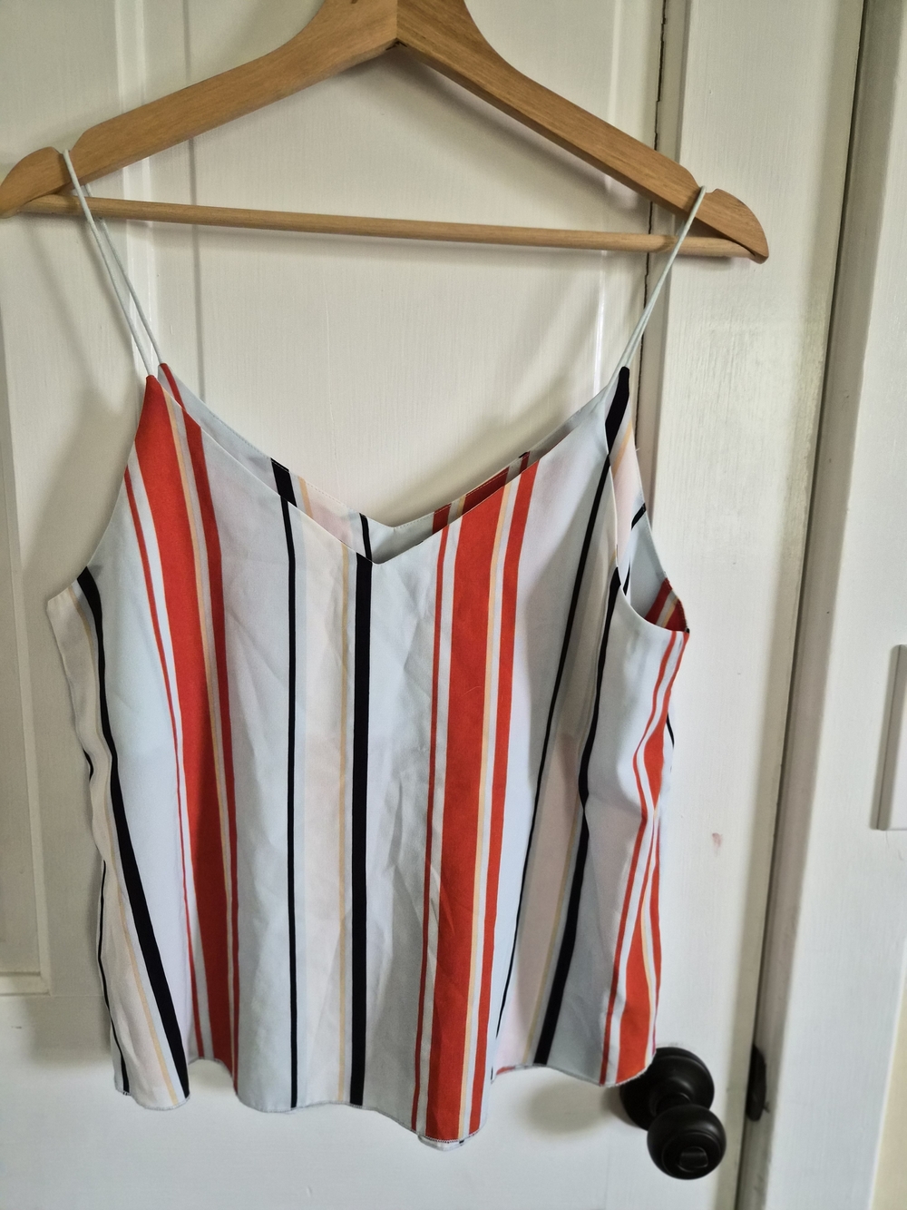 Forever 21 White Cami with Red and Black Stripes